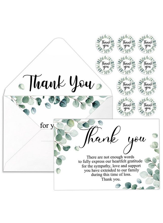 Marspark 100 Sets Thank You Sympathy Cards Funeral Thank You Cards With Envelopes And Message Inside Memorial Card Bereavement Cards With Stickers For Funeral Loved Ones Family Celebration Of Life (Greenery) - Image 1