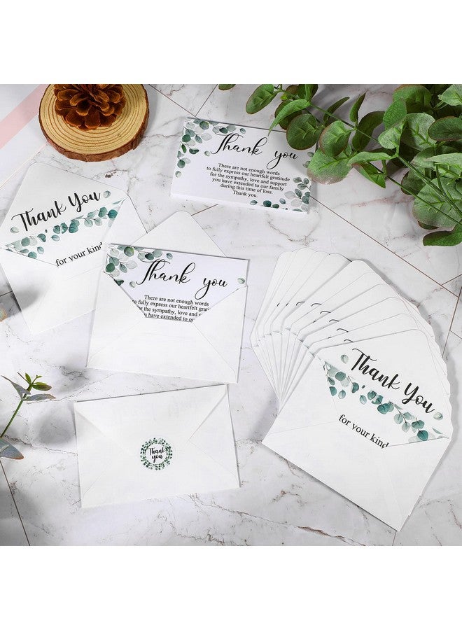 Marspark 100 Sets Thank You Sympathy Cards Funeral Thank You Cards With Envelopes And Message Inside Memorial Card Bereavement Cards With Stickers For Funeral Loved Ones Family Celebration Of Life (Greenery) - Image 5