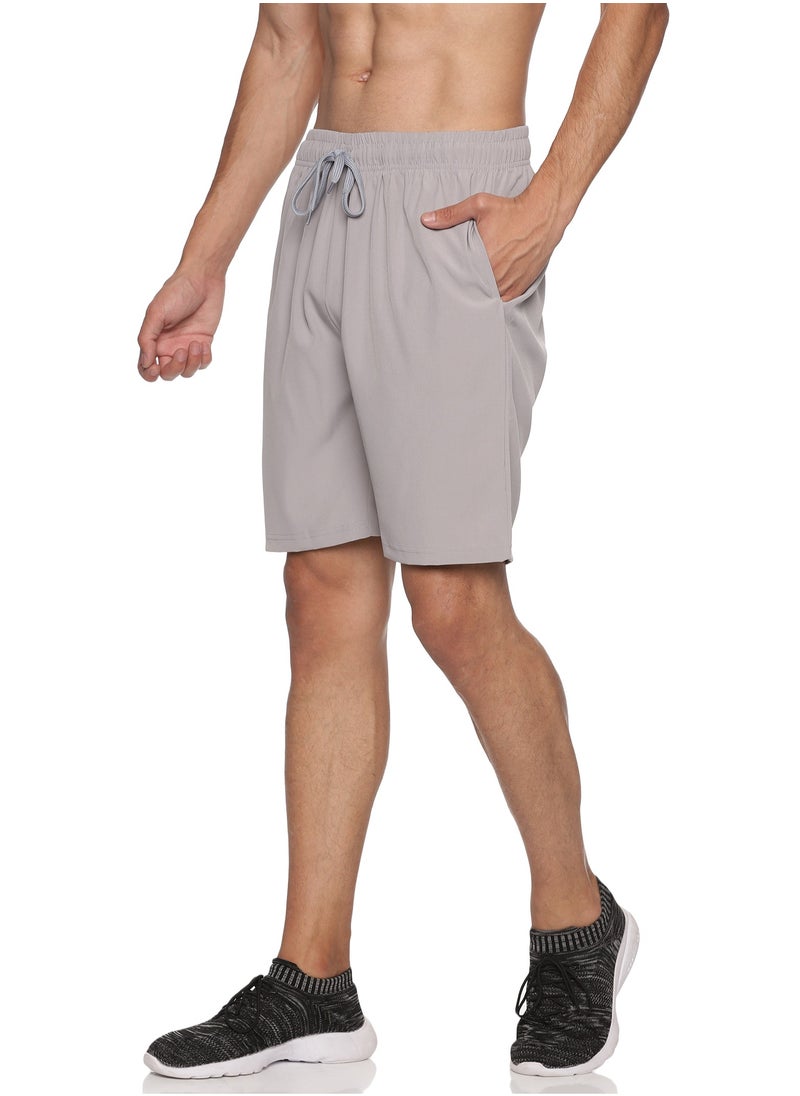 RSO Outfits - Men's Polyester Solid Sports Casual Shorts - Grey - Image 1