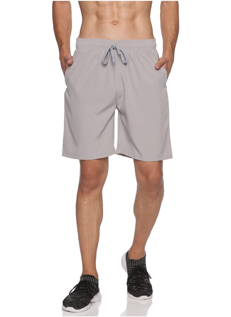 RSO Outfits - Men's Polyester Solid Sports Casual Shorts - Grey - Image 1