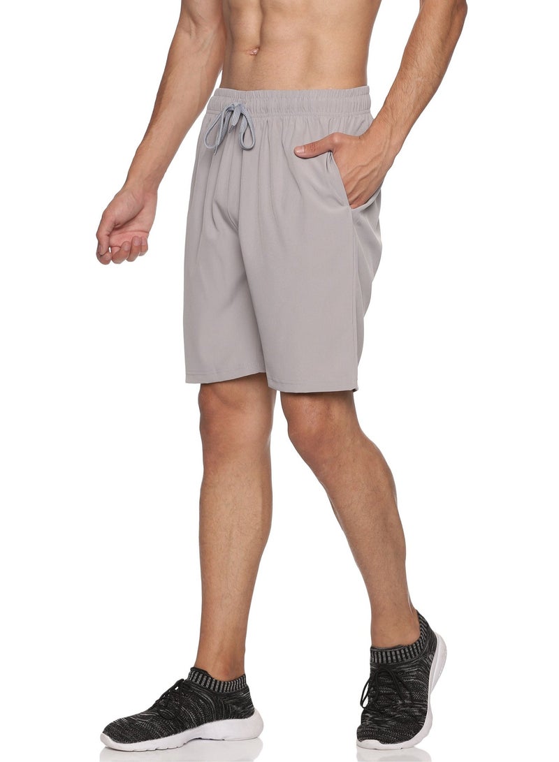 ملابس RSO شورت رياضي كاجوال سادة من البوليستر للرجال - رمادي - Image 2