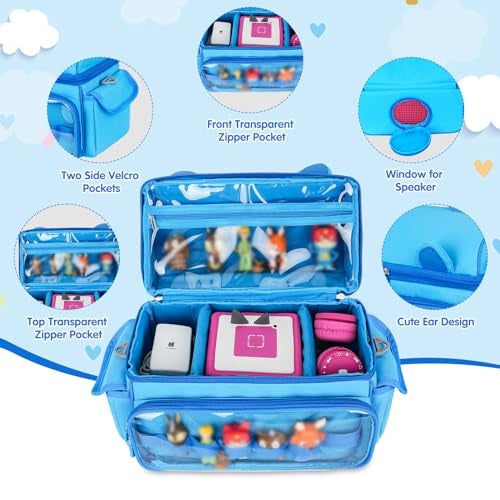 Jaffzora Carrying Case Compatible with Toniebox 2 & 1 Starter Set,Cute Storage Bag Fits for Tonies Figures Characters,Tonies Headphones & Accessories, Blue(Bag Only) - Image 4
