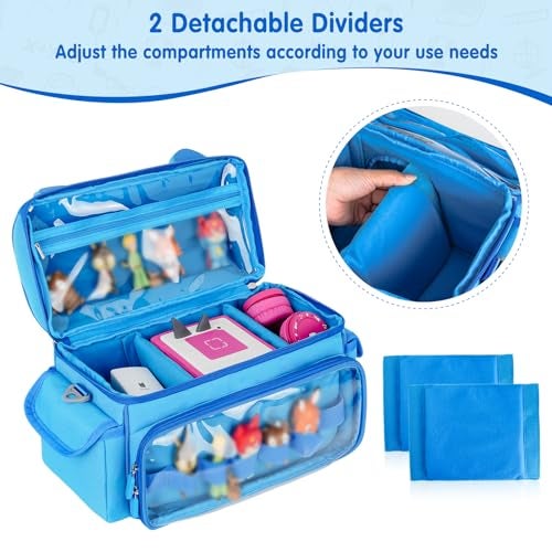 Jaffzora Carrying Case Compatible with Toniebox 2 & 1 Starter Set,Cute Storage Bag Fits for Tonies Figures Characters,Tonies Headphones & Accessories, Blue(Bag Only) - Image 3