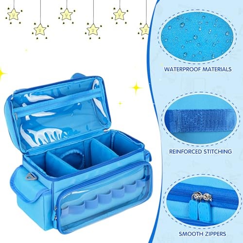 Jaffzora Carrying Case Compatible with Toniebox 2 & 1 Starter Set,Cute Storage Bag Fits for Tonies Figures Characters,Tonies Headphones & Accessories, Blue(Bag Only) - Image 5