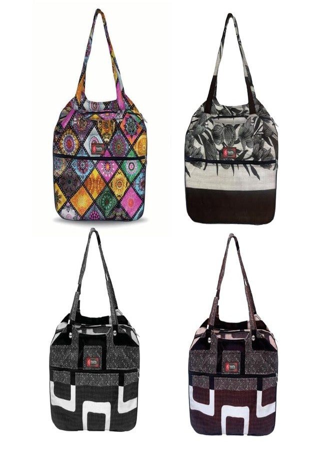 Temoli Handbag or Travel Bag for carrying things or also used as a office bag or college bag,Circle & Coffee,4 Pcs - Image 1