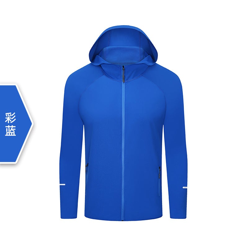 Generic Mens and Womens Running Windbreaker Lightweight Jacket Autumn Long-sleeved Zipper Hoodie Quick-drying Outdoor Windproof Jacket Colorful blue