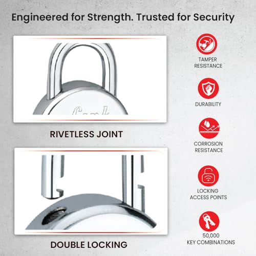 Link Locks| Round 65mm Padlock with 3 Keys |Lock for Main Door, Gate, Shops, Office | Silver Finish |2 Years Warranty - Image 2