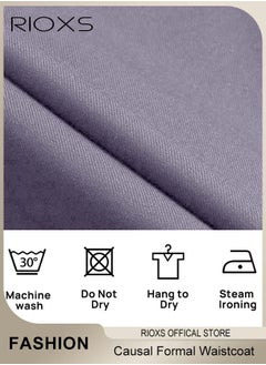 RIOXS Men's Suit Vest,Causal Formal Waistcoat,V-neck Suit Vests,Four Buttons Blazer Slim Vest Top,Solid Color Single Breasted Business Suits Skinny Vest,Wedding Party Dress Waistcoat  - Image 5