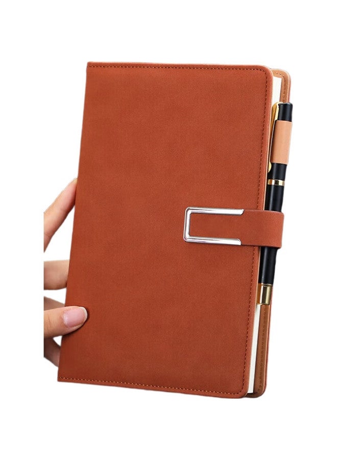 Longe Langjie Business Notebook, Thickened Journal, Sheepskin Cover Notebook, Stationery, Buckle Diary, Office Meeting Record Book, Customizable Logo, A5 Size, Brown Color - Image 2
