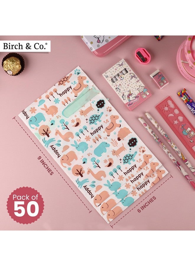 Birch & Co. أكياس هدايا ورقية من بيرش وشركاه - أكياس بوتلي، أكياس هدايا للعودة لعيد ميلاد الأطفال | حقيبة هدايا للعودة - أكياس تغليف للهدايا لعيد الميلاد - أكياس حفلات، عبوة 50، حيوانات - متعددة الألوان - Image 2
