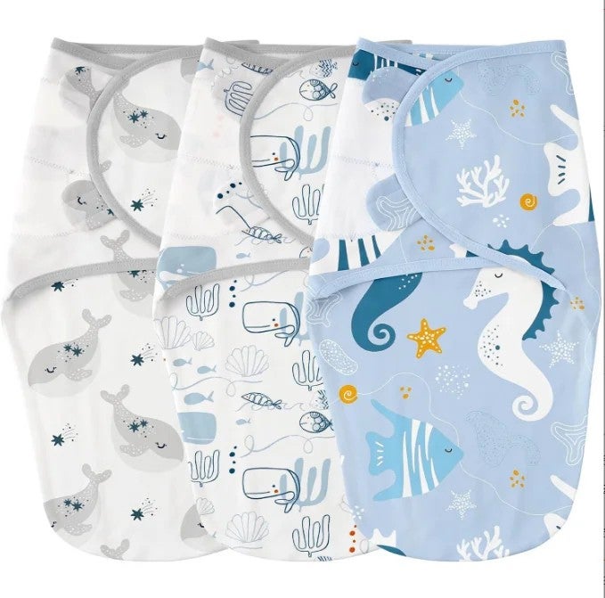 Y&D 3Pcs 100% Cotton Baby Swaddle Set - Adjustable Infant Wrap Blanket for Spring - Swaddlers Sleep Sack - Image 4