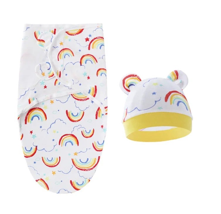 Y&D 3Pcs 100% Cotton Baby Swaddle Set - Adjustable Infant Wrap Blanket for Spring - Swaddlers Sleep Sack - Image 1