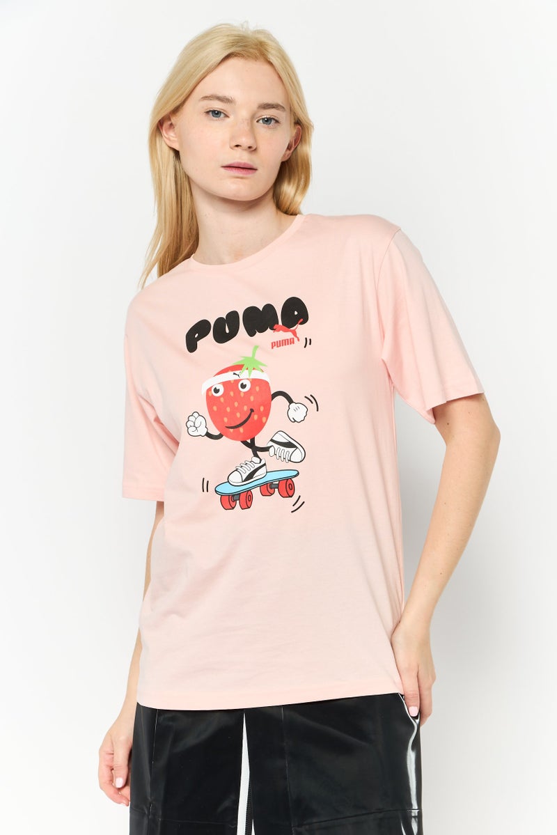 PUMA Women Relaxed Fit Short Sleeves Outdoor T-Shirt, Pink  - Image 1