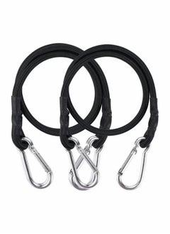2 Pcs 2M Extra Long Bungee Cord Anti Falling Fixed Lashing Rope with Carabiner Black Elastic Binding Rope for Truck and Electric Vehicle Packaging