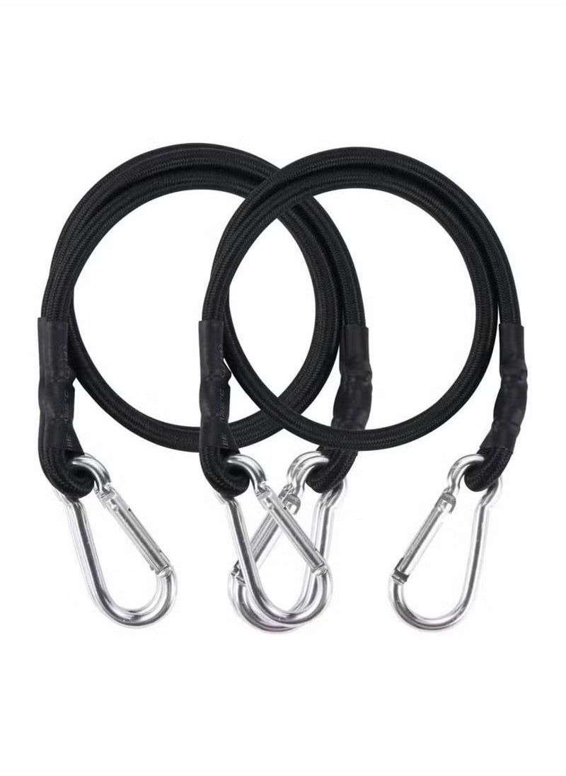 Generic - 2 Pcs 2M Extra Long Bungee Cord Anti Falling Fixed Lashing Rope with Carabiner Black Elastic Binding Rope for Truck and Electric Vehicle Packaging - Image 1