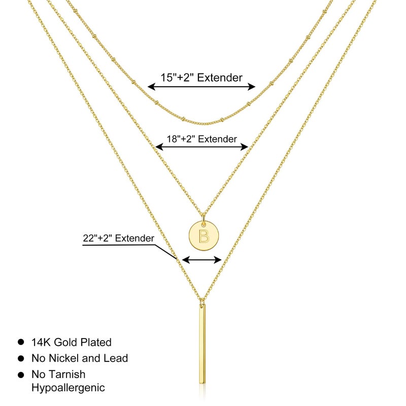 Vjoypro Layered Initial Necklaces for Women, 14K-Gold-Plated Necklace for Women Coin Pendant Initial A Letter Necklace Dainty Layering Necklaces Womens Jewelry - Image 5