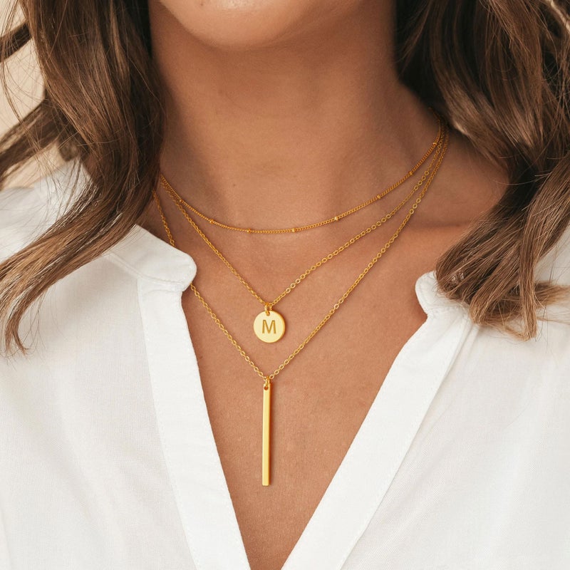 Vjoypro Layered Initial Necklaces for Women, 14K-Gold-Plated Necklace for Women Coin Pendant Initial A Letter Necklace Dainty Layering Necklaces Womens Jewelry - Image 3