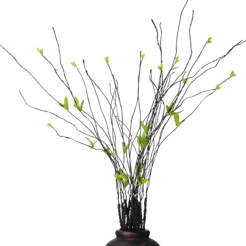 Solsew 16 Pcs Curly Willow Branches for Vase, 10 Pcs 29.1'' Artificial Curly Willow Black Branches 6 Pieces 33.8'' Faux Ficus Twigs Plants Fake Leaf Greenery Stems for Wedding Home Office Decoration - Image 1