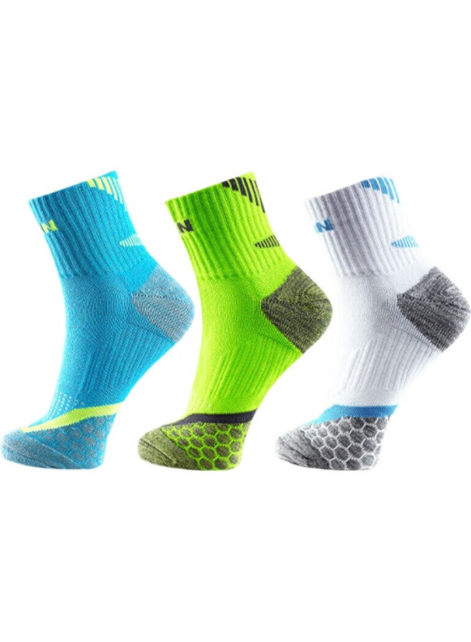 TAAN Badminton Socks, Sports Socks, Thickened Terry Bottom, High Tube Men'S Socks, T345 White And Blue, 3 Pairs - Image 2