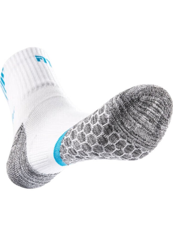 TAAN Badminton Socks, Sports Socks, Thickened Terry Bottom, High Tube Men'S Socks, T345 White And Blue, 3 Pairs - Image 3