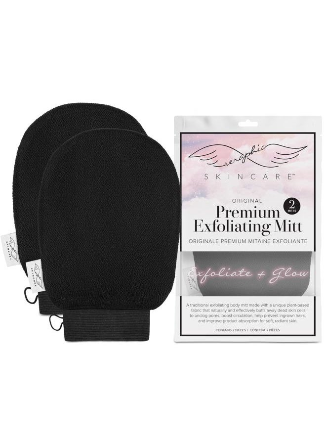 Seraphic Skincare - Seraphic Skincare (Original) Premium Exfoliating Mitt for Body (2pc) – 100% Vegan Viscose Traditional Body Scrub Glove Kessa Korean Washcloth – Body Exfoliator for Self-Tan Removal & Keratosis Pilaris - Image 1