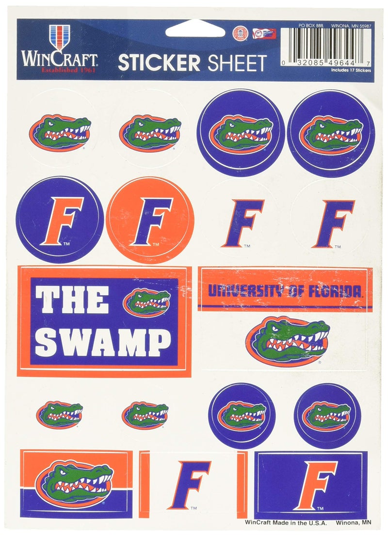 Wincraft NCAA University of Florida Vinyl Sticker Sheet, 5" x 7" - Image 1