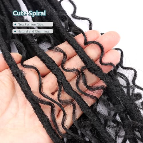 Flyteng Goddess Locs Crochet Hair Pre-looped 20 Inch New Boho Faux Locs Crochet Hair with Curly Ends 8 Packs Bohemian River Locs Crochet Hair for Black Women 1B - Image 4