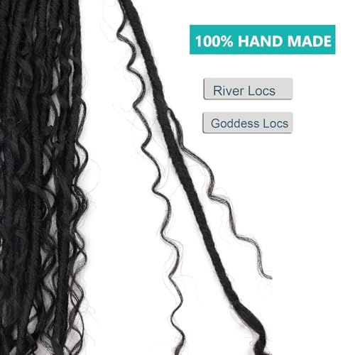 Flyteng Goddess Locs Crochet Hair Pre-looped 20 Inch New Boho Faux Locs Crochet Hair with Curly Ends 8 Packs Bohemian River Locs Crochet Hair for Black Women 1B - Image 5
