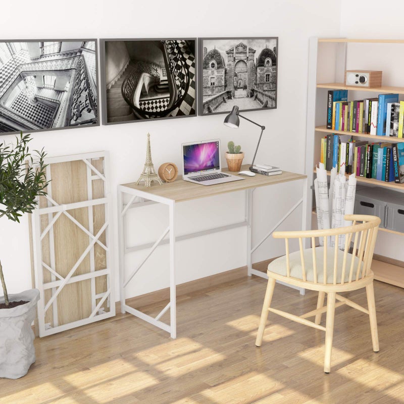 Elephance Folding Desk Writing Computer Desk for Home Office, No-Assembly Study Office Desk Foldable Table for Small Spaces - Image 2