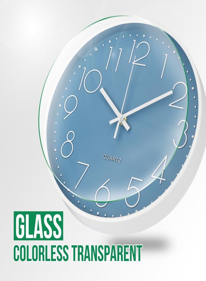 bakbrand Wall Clock 12 Inch Non-Ticking Silent Modern Simple Style Round Decor Clock Cerulean Stereoscopic Dial Quartz Wall Clocks for Home/Office/School/Living Room/Bedroom/Kitchen - Image 5