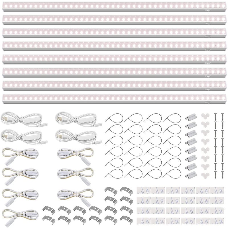 Barrina T5 Grow Lights for Indoor Plants, Full Spectrum LED Grow Light, 2FT 80W (8 x 10W), Plant Lamp for Indoor Growing, Seed Starting, Pinkish White, 8-Pack - Image 1