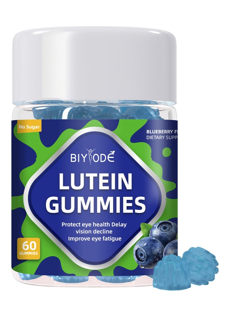BIYODE Adults Lutein Gummies - Blueberry Flavored Potent Lutein and Zeaxanthin Supplements for Eye Health - Eye Vitamins for Blue Light Protection, Dryness, Strain Support & Visual Sharpness - 60 Gummies - Image 1