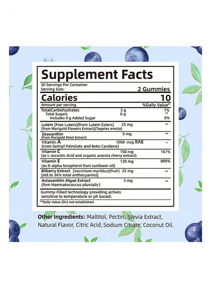 BIYODE Adults Lutein Gummies - Blueberry Flavored Potent Lutein and Zeaxanthin Supplements for Eye Health - Eye Vitamins for Blue Light Protection, Dryness, Strain Support & Visual Sharpness - 60 Gummies - Image 3