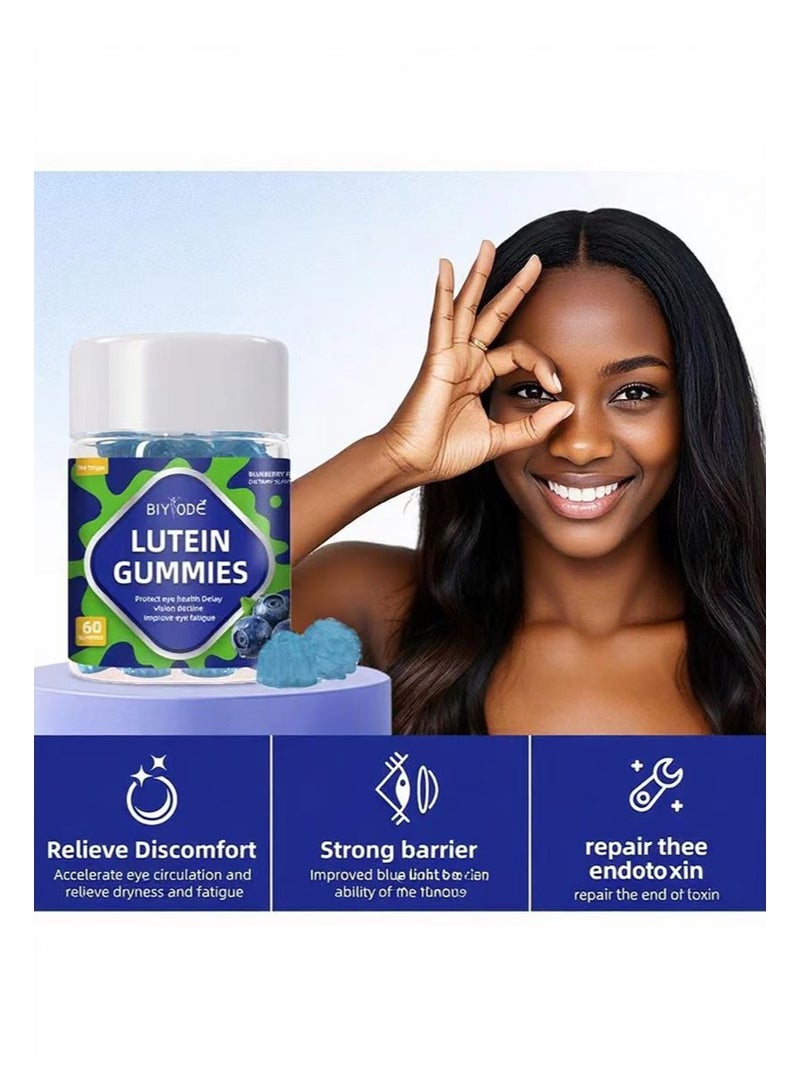 BIYODE Adults Lutein Gummies - Blueberry Flavored Potent Lutein and Zeaxanthin Supplements for Eye Health - Eye Vitamins for Blue Light Protection, Dryness, Strain Support & Visual Sharpness - 60 Gummies - Image 2