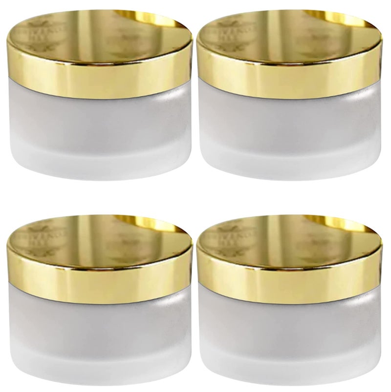 Devinez Multipurpose Frosted Glass Empty Jar/Container with Golden Cap, 50 Gms (Pack of 4), for Beauty, Cream, Blends, Skin Care, Hair Care, Travel, Toners, Cosmetic & DIY - Image 1