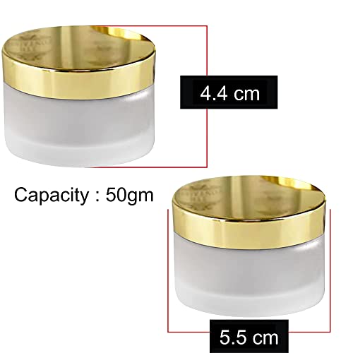 Devinez Multipurpose Frosted Glass Empty Jar/Container with Golden Cap, 50 Gms (Pack of 4), for Beauty, Cream, Blends, Skin Care, Hair Care, Travel, Toners, Cosmetic & DIY - Image 4