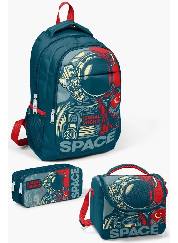 كورال هاي Kids Indigo Red Astronaut Patterned 3-Piece School Bag Set GOSET0114389