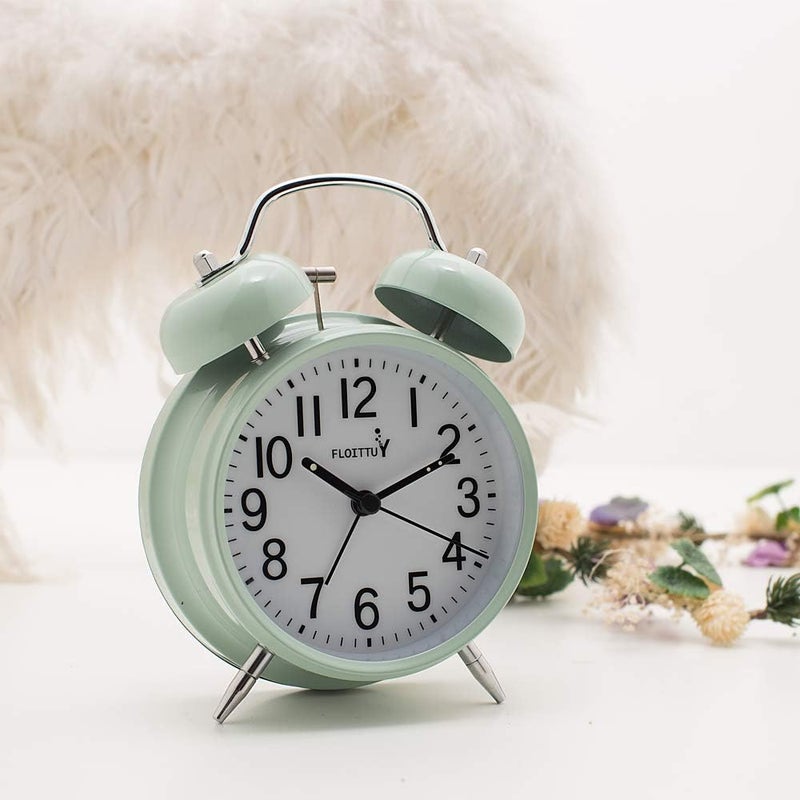 FLOITTUY Loud Alarm for Deep Sleepers 4'' Twin Bell Alarm Clock with Backlight for Bedroom and Home Decoration(Green) - Image 2