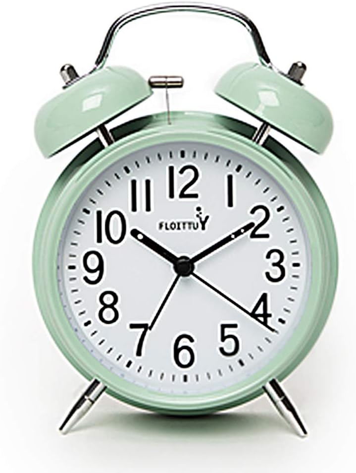 FLOITTUY Loud Alarm for Deep Sleepers 4'' Twin Bell Alarm Clock with Backlight for Bedroom and Home Decoration(Green) - Image 1