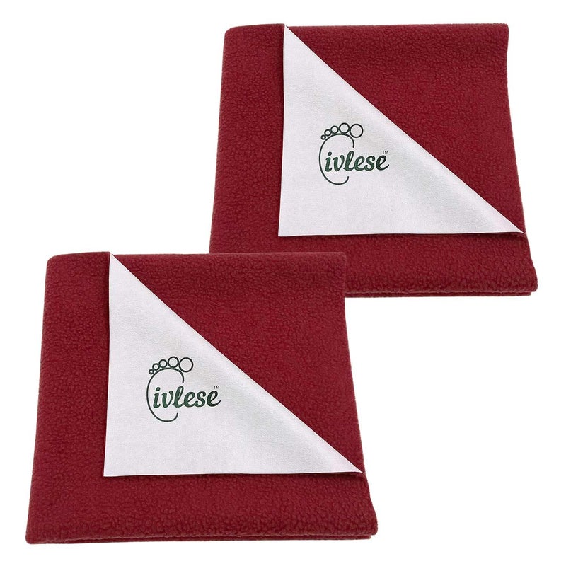 IVLESE Waterproof & Washable Baby Care Quick Dry Sheet (Medium Size, Maroon Color, Pack of 2) - Image 1
