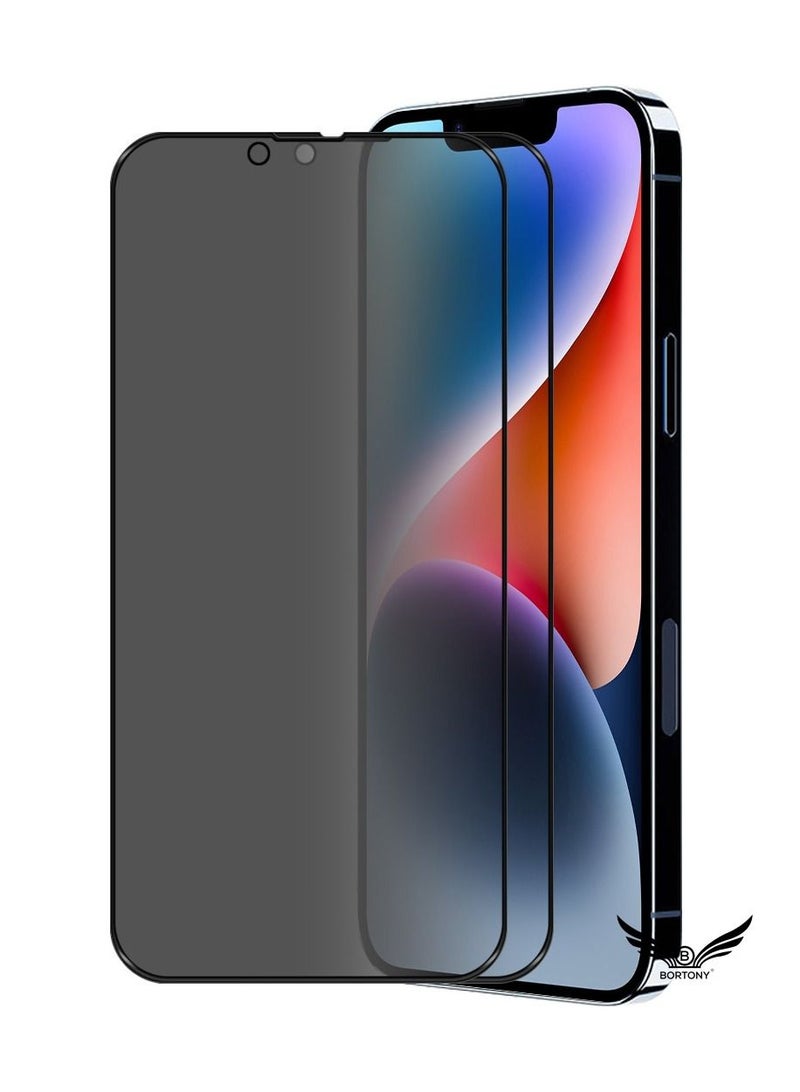 BORTONY Pack of 2 iPhone 14/13/13 Pro Privacy Full Coverage Screen Protector Anti-Spy Tempered Glass Film Edge to Edge Protection Case Friendly for Apple iPhone 14/13/13 Pro 6.1-Inch - Image 1
