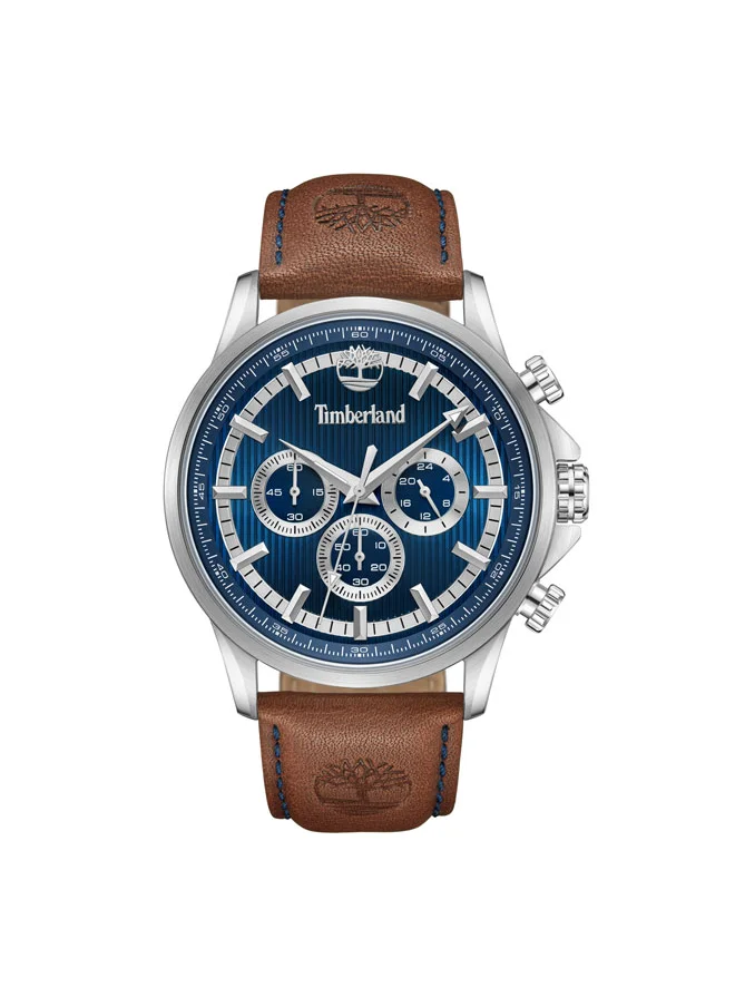 Timberland Bernardston 45 mm Men's Multifunction Watch Blue  Dial  & Brown Leather Strap