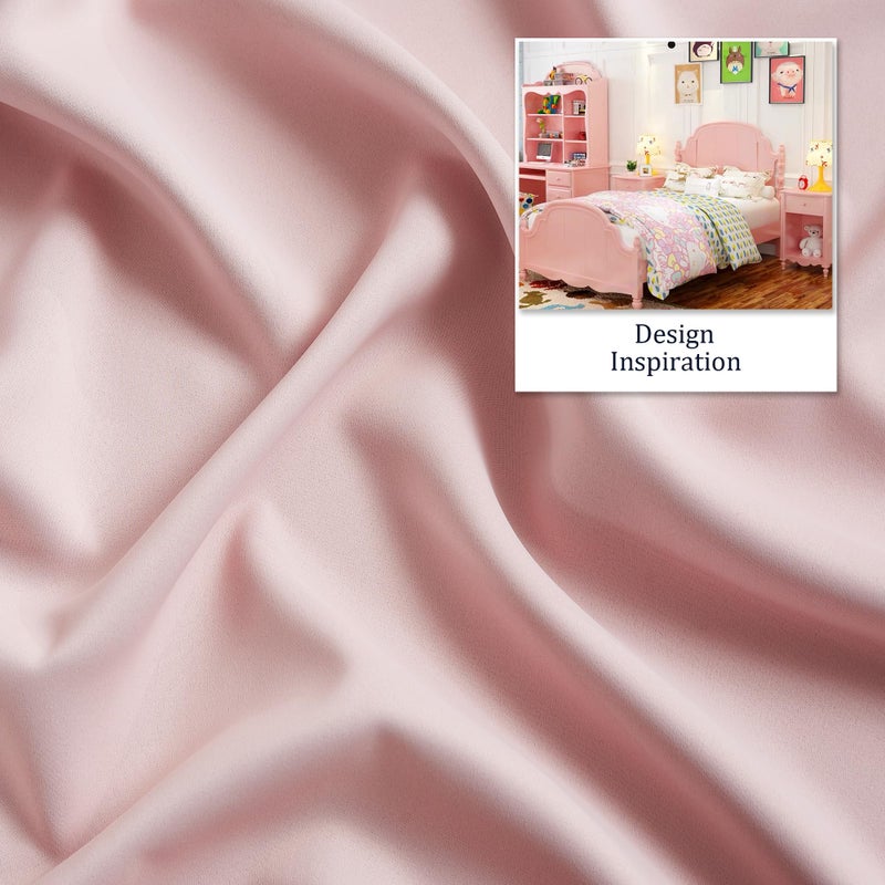 DUALIFE Pink Curtains for Bedroom 72 Inch Length Room Darkening Curtains for Girls Room Decoration Baby Pink Thermal Insulated Blackout Window Drape 42''x72'' Set of 2 Panels Grommet Top - Image 4