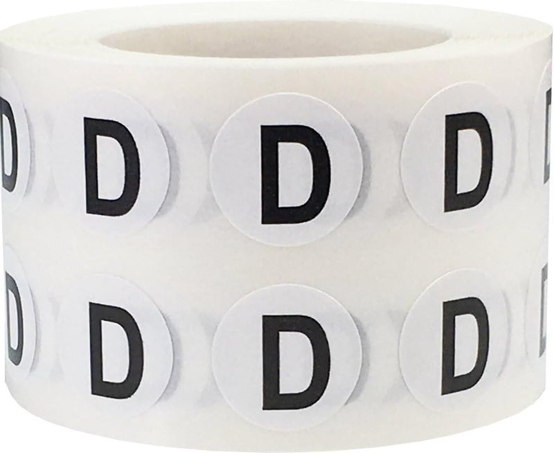 InStockLabels.com Letter D Inventory Labels .5 Inch Round Circle Dots 1,000 Adhesive Stickers - Image 1