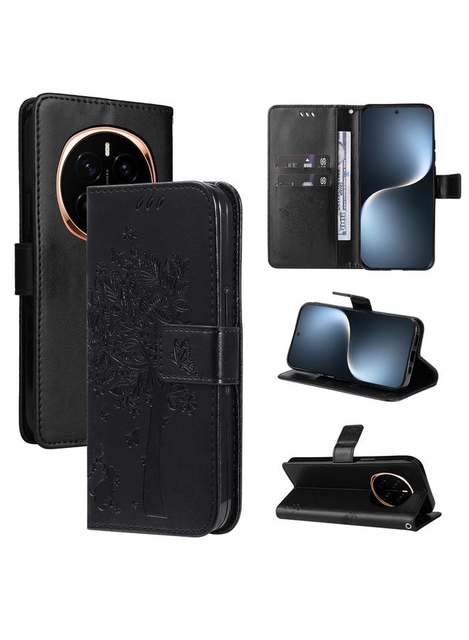 اس-توب جراب هاتف Honor Magic7 من الجلد القابل للطي بنقشة شجرة وقط - Image 1