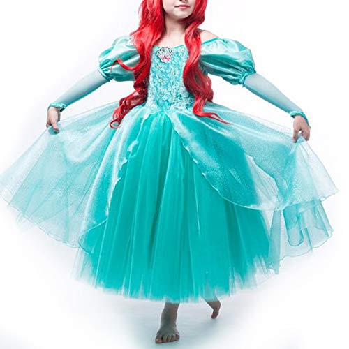 TYHTYM The Little Mermaid Costumes for Girls Princess Ariel Cosplay Halloween Birthday Dress Up Puffy Sleeves Ball Gown - Image 2