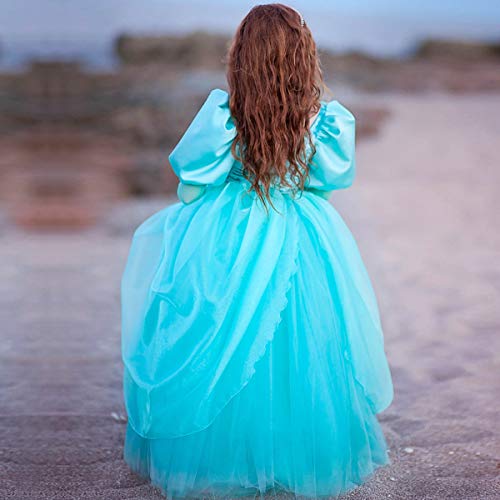 TYHTYM The Little Mermaid Costumes for Girls Princess Ariel Cosplay Halloween Birthday Dress Up Puffy Sleeves Ball Gown - Image 5