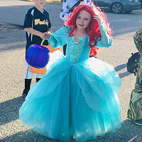 TYHTYM The Little Mermaid Costumes for Girls Princess Ariel Cosplay Halloween Birthday Dress Up Puffy Sleeves Ball Gown - Image 4