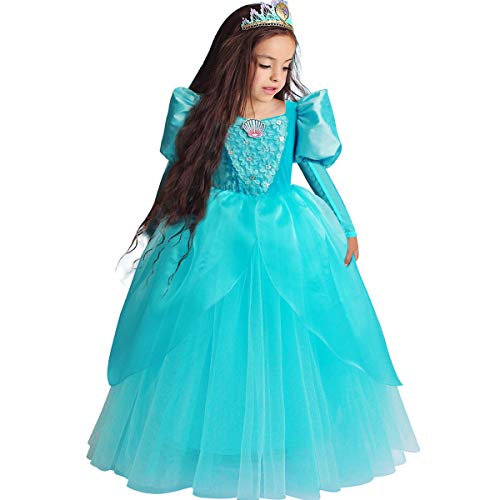 TYHTYM The Little Mermaid Costumes for Girls Princess Ariel Cosplay Halloween Birthday Dress Up Puffy Sleeves Ball Gown - Image 1
