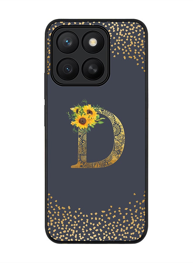 Stylizedd For Honor X8c Case,Slim fit Camera Protection, Shockproof Thin Phone cover  - Custom Floral Monogram - D  (Grey )